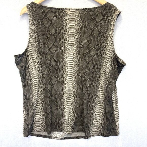 Michael by Michael Kors Sleeveless Tank Top Size 2X Buckle Brown Snakeskin Print - Picture 2 of 7